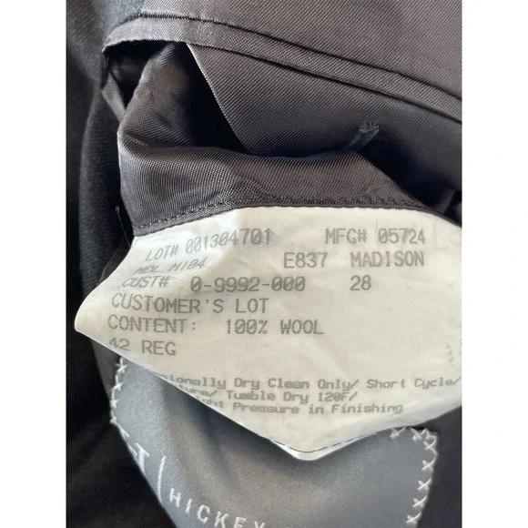 Hickey Freeman 42R USA Made Loro Piana Tasmanian‎ Super 130's Gray 2Btn Blazer